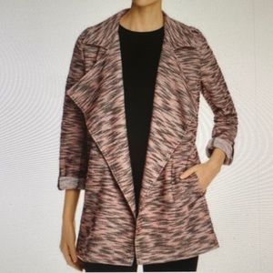 Bagatelle Collection Jacket in Coral 🪸 Knit Tweet with Open Front Lapels